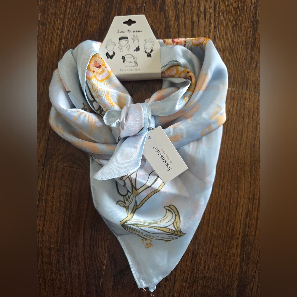Francesca's Light Blue Floral Scarf‎